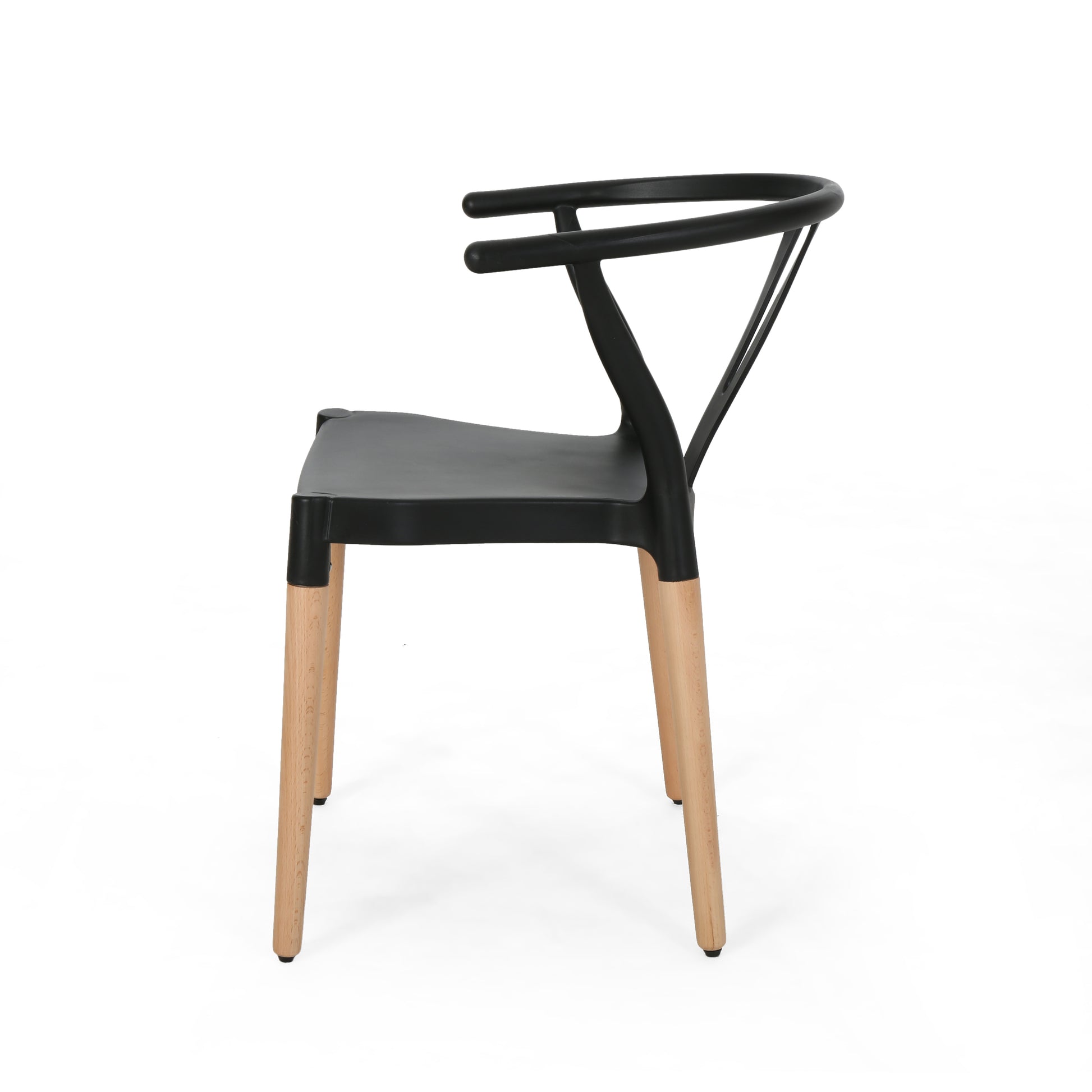 Plastic Dining Chair Set Of 2 Black Polypropylene