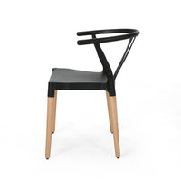 Plastic Dining Chair Set Of 2 Black Polypropylene