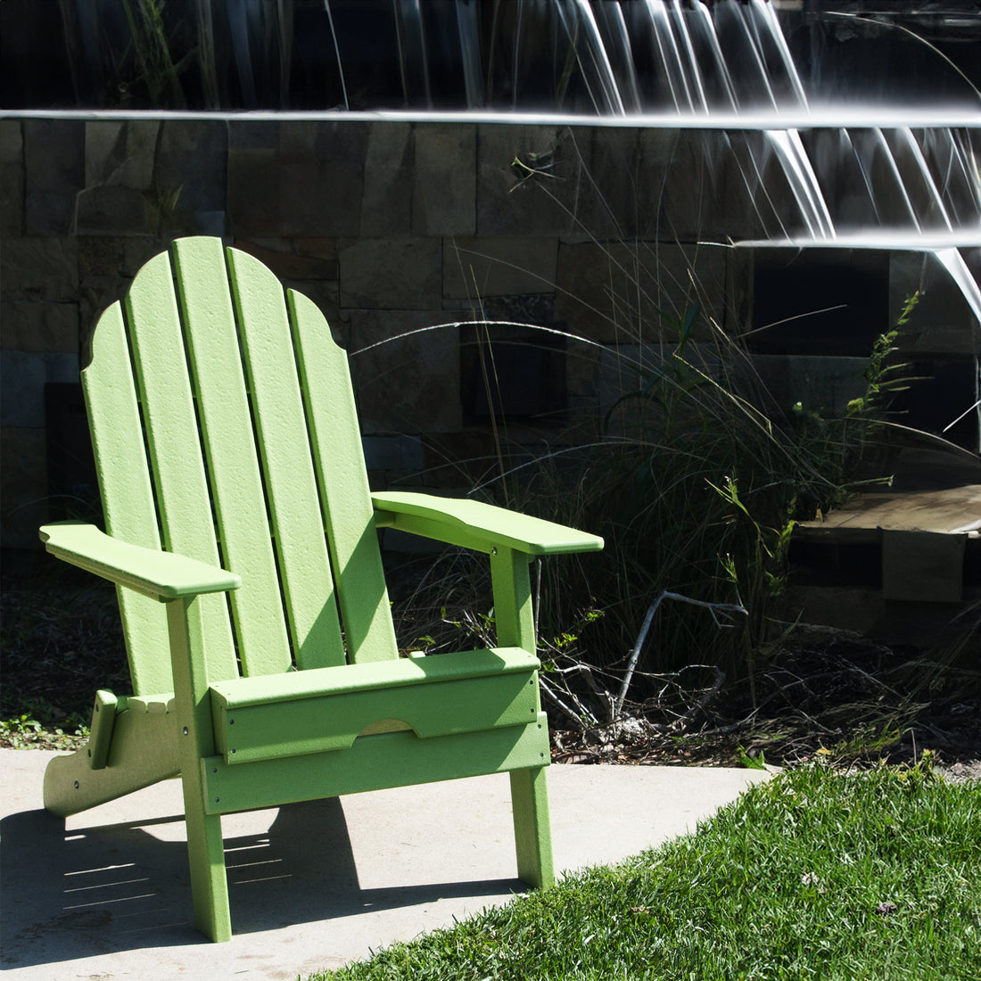 Hdpe Folding Adirondack Chair, Ultra Durable Weather Resistant Design, Easy Folding With No Pins Needed, 300 Lb Capacity, Light Green Light Green Hdpe