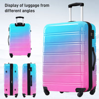 Hardshell Luggage Sets 3 Piece Gradient Color Expandable Suitcase With Spinner Wheels And Tsa Lock Lightweight 20" 24" 28" Available,Blue And Red Blue Red Abs