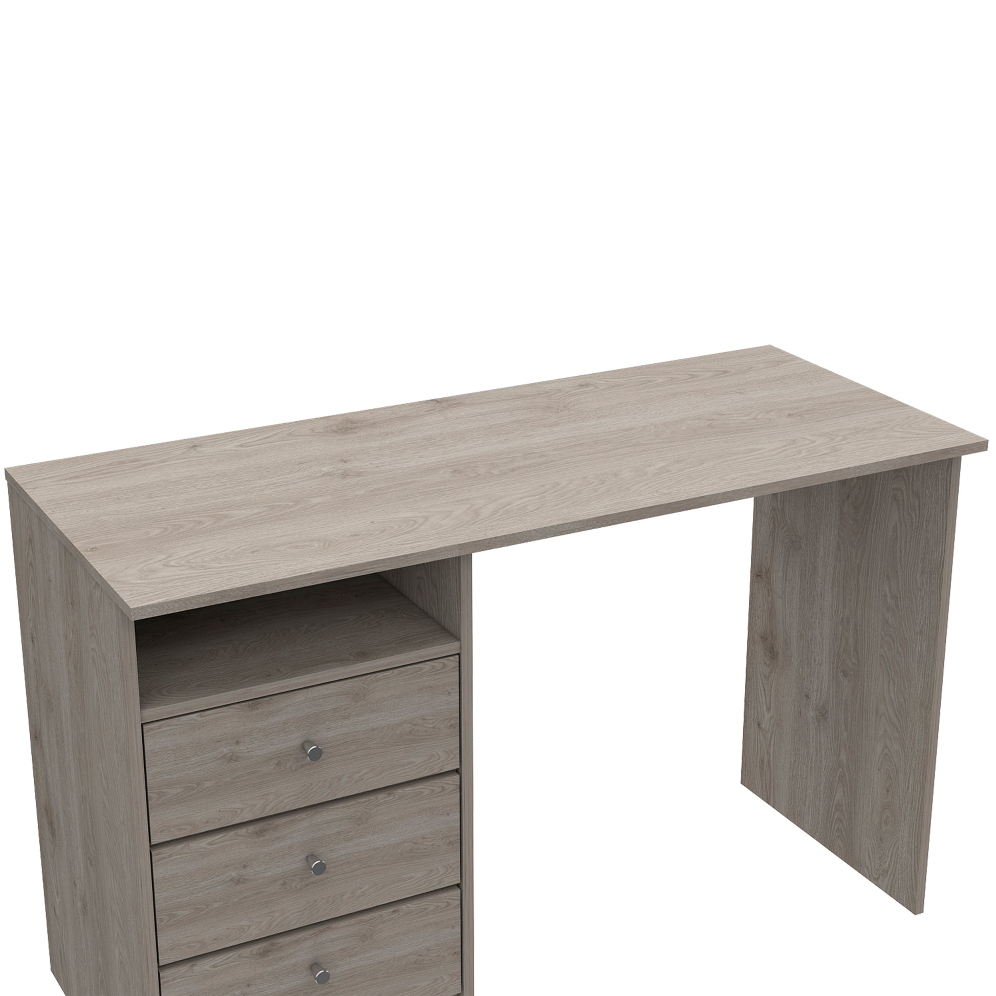 Computer Desk With 1 Open Storage Shelf, 3 Drawers, Light Gray Light Gray Solid Wood Mdf Engineered Wood