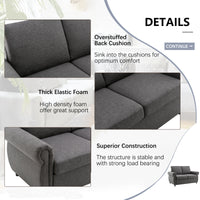 57.9" Orisfur Pull Out Sofa Bed Loveseat Sleeper With Twin Size Memory Mattress With Two Usb Ports For Living Room Spaces Old Sku:Wf305474Aae , Grey Grey Foam Linen