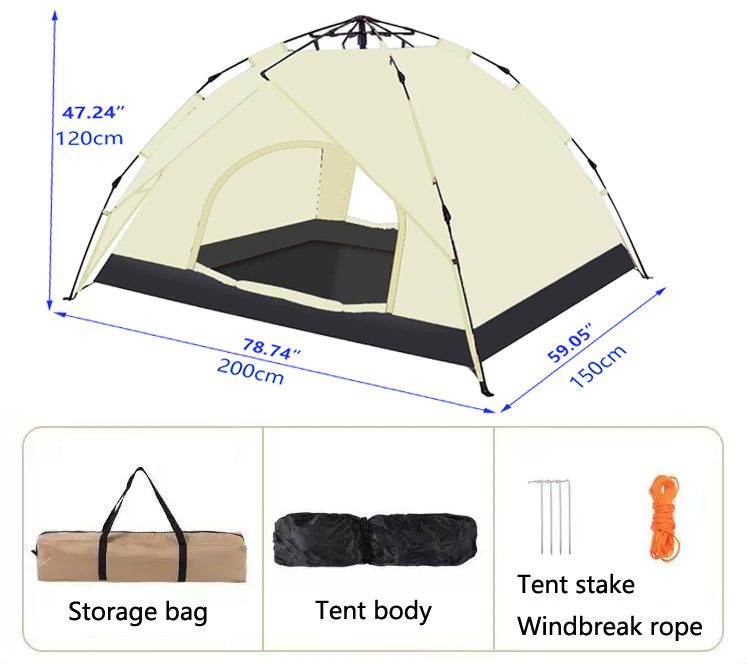 Camping Dome Tent Is Suitable For 2 3 People, Waterproof, Spacious, Portable Backpack Tent, Suitable For Outdoor Camping Hiking Ivory Casual Oxford Fabric