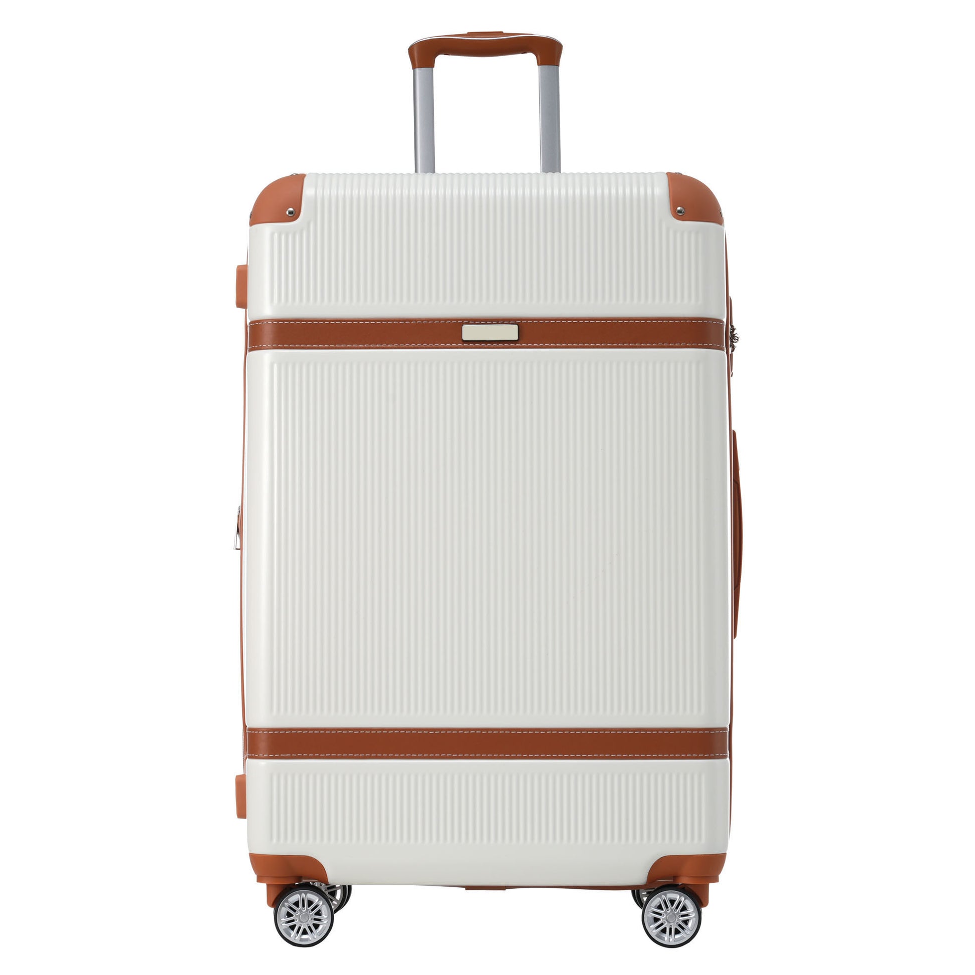 Hardshell Luggage Sets 3 Piece Double Spinner 8 Wheels Suitcase With Tsa Lock Lightweight 20''24''28'' White Abs