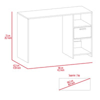 Naxos Computer Desk With 1 Drawer And 2 Open Storage Shelves, Black Black Particle Board Particle Board