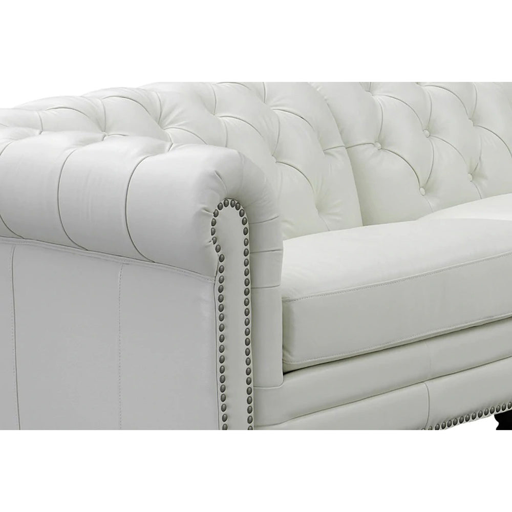 Aliso Leather Symmetrical Sectional Creamy White Genuine Leather Wood Primary Living Space Medium Firm Tight Back Mid Century Modern L Shaped Eucalyptus Rolled Arms Down Filling Leather 5 Seat