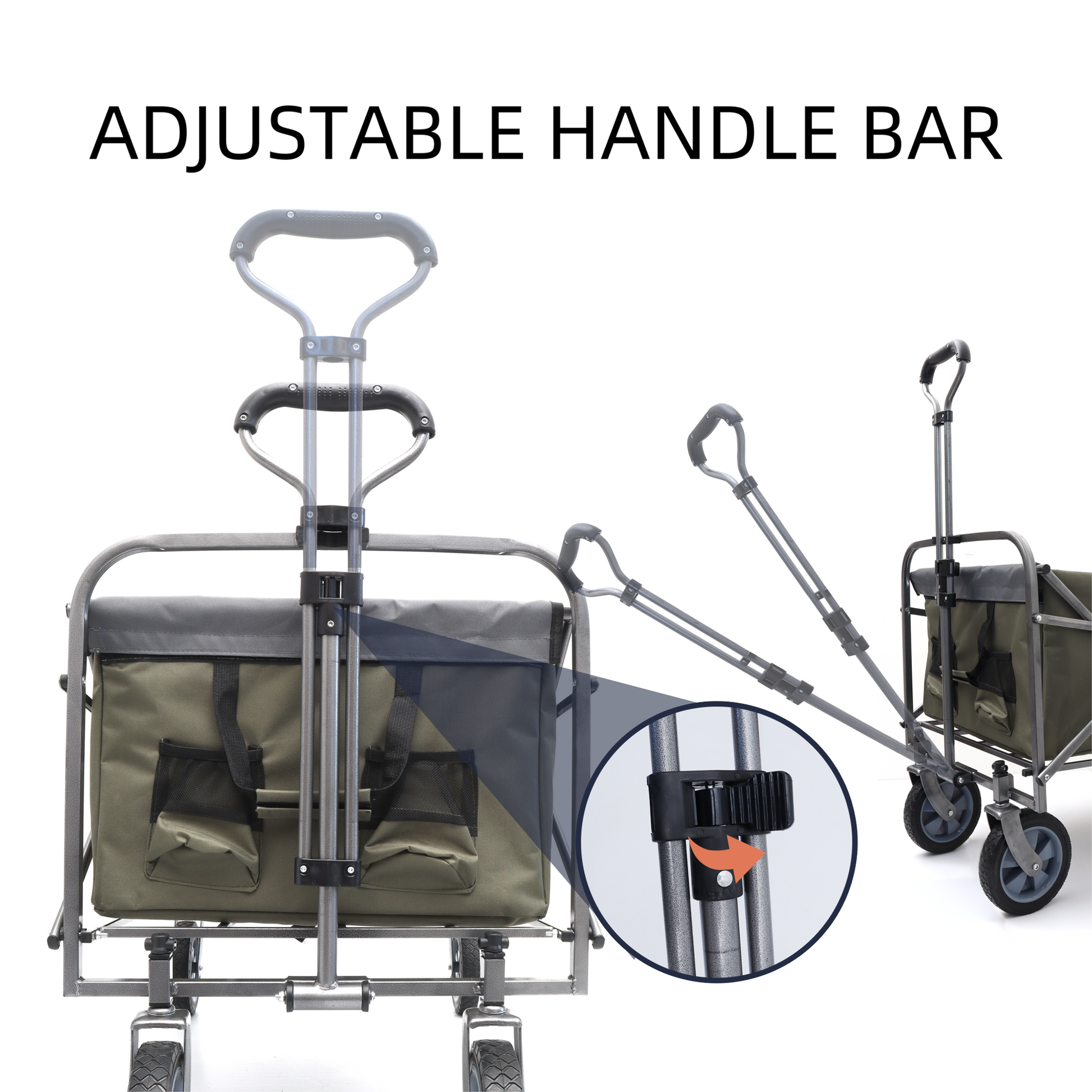 Outdoor Garden Multipurpose Micro Collapsible Beach Trolley Cart Camping Folding Wagon Gray Khaki Garden & Outdoor Oxford Fabric Steel