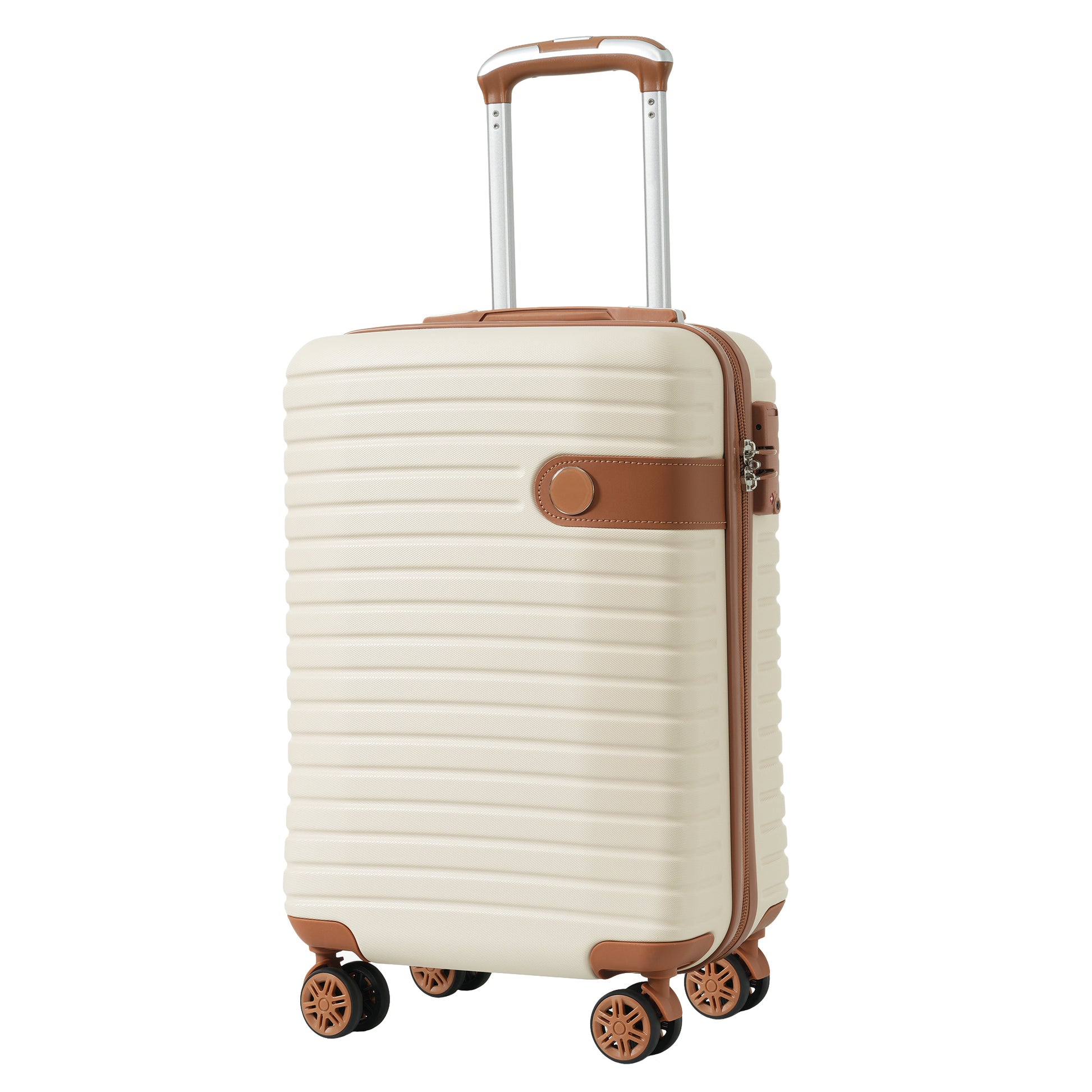 Luggage Sets 3 Piece Carry On Luggage 22X14X9 Airline Approved, Lightweight Hardshell Abs Suitcases With Wheels, 20 Inch, Cream Cream Abs