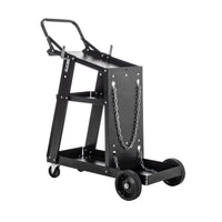 Welding Cart, 3 Tier Welder Cart Heavy Duty With 400Lbs Static Weight Capacity, 360 Swivel Wheels, Tank Storage Safety Chains, Rolling Mig Welder Cart For Tig, Arc, Mma Welding Machine Black Metal