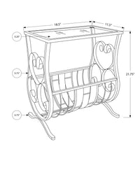 Accent Table, Side, End, Magazine, Nightstand, Narrow, Living Room, Bedroom, Traditional White Metal