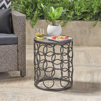 Side Table Grey Black Metal