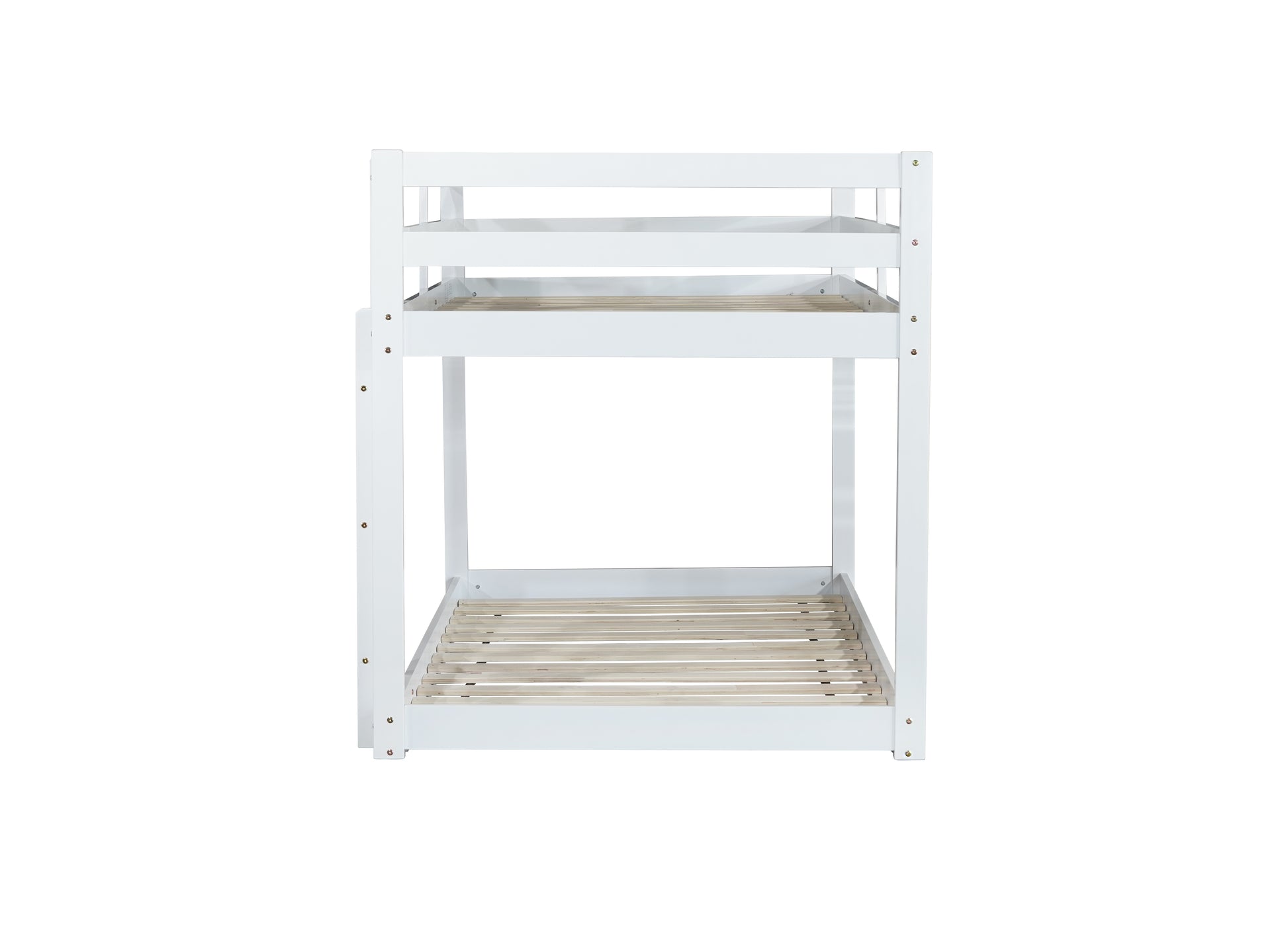 Solid Woodensolid Rubber Wooden Twin Over Twin Loft Bed With Ladder ,Upper And Bottom Bed Platforms Crafted With Strengthened Slats, White Twin White Rubber Wood