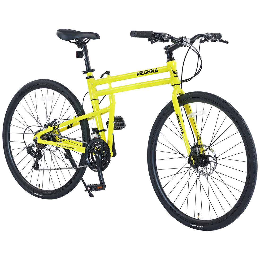 21 Speed Folding Hybrid Bike Disc Brake 700C Road Bike For Men Women'S City Bicycle Cycling Yellow Garden & Outdoor Aluminium