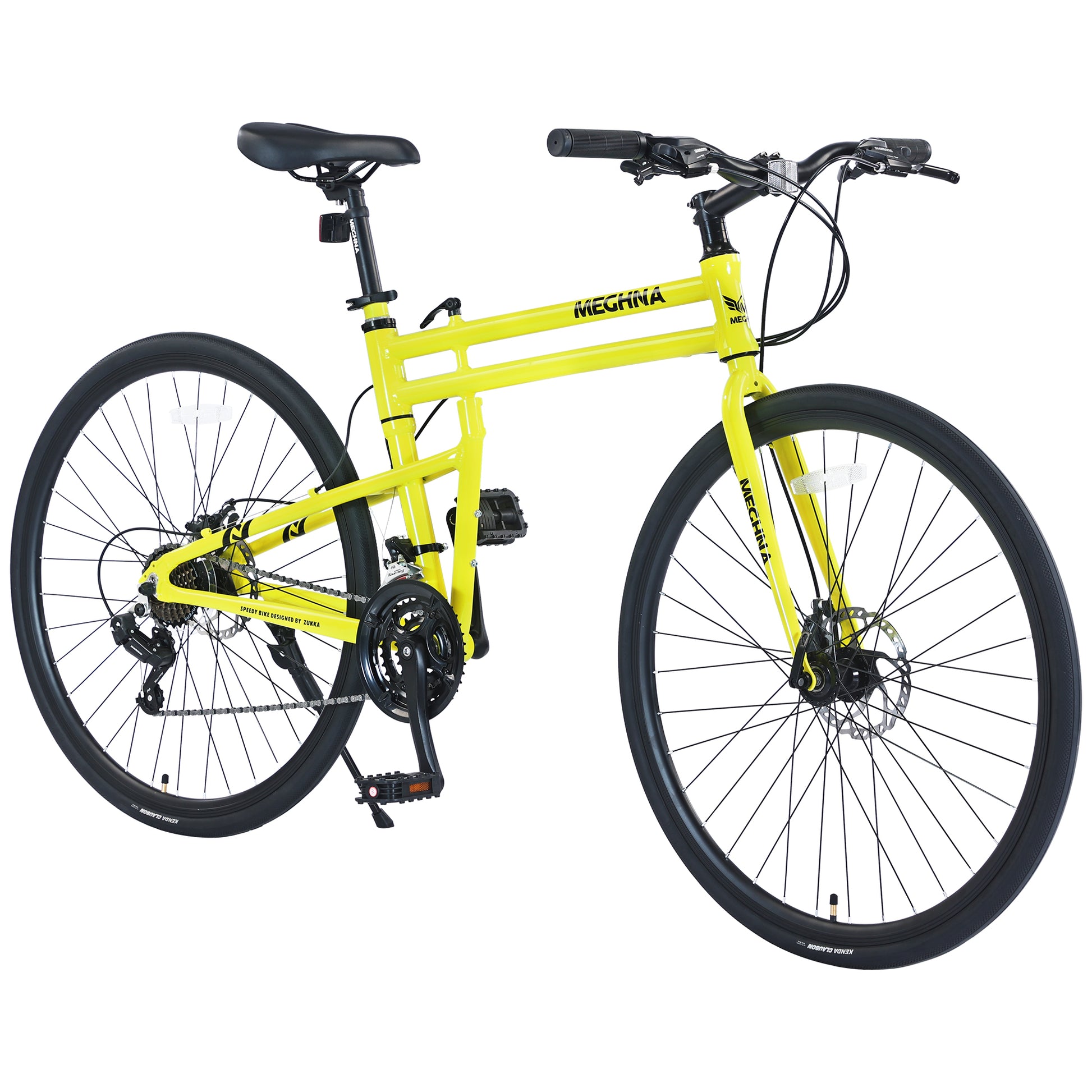 21 Speed Folding Hybrid Bike Disc Brake 700C Road Bike For Men Women'S City Bicycle Cycling Yellow Garden & Outdoor Aluminium