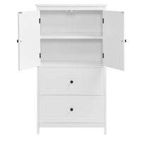 Bathroom Storage Cabinet, Cabinet With Two Doors And Drawers, Adjustable Shelf, Mdf Board, White White Mdf