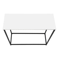 Accent Table, Console, Entryway, Narrow, Sofa, Living Room, Bedroom, White Laminate, Black Metal, Contemporary, Modern White Particle Board