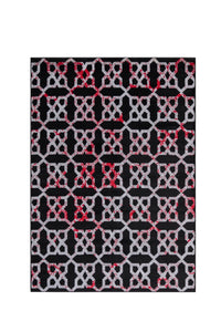 Jersey Area Rugs, Carpets For Livingroom, 5X7 Area Rugs ,3989 Black Red Rectangle 5&7 Black Red Contemporary Abstract Polypropylene