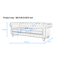 Elegant Beige Chesterfield Sofa 3 Seater Plush Fabric With Tufted Buttons And Wooden Legs Classic Design, Comfortable And Durable For Living Room Furniture Temu Suitable Beige Velvet 3 Seat