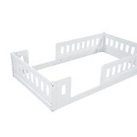 Wood Twin Size Platform Bed With Guardrail, White Expected Arrival Time: 10.28 Box Spring Not Required Twin White Wood Bed Frame Solid Wood Mdf