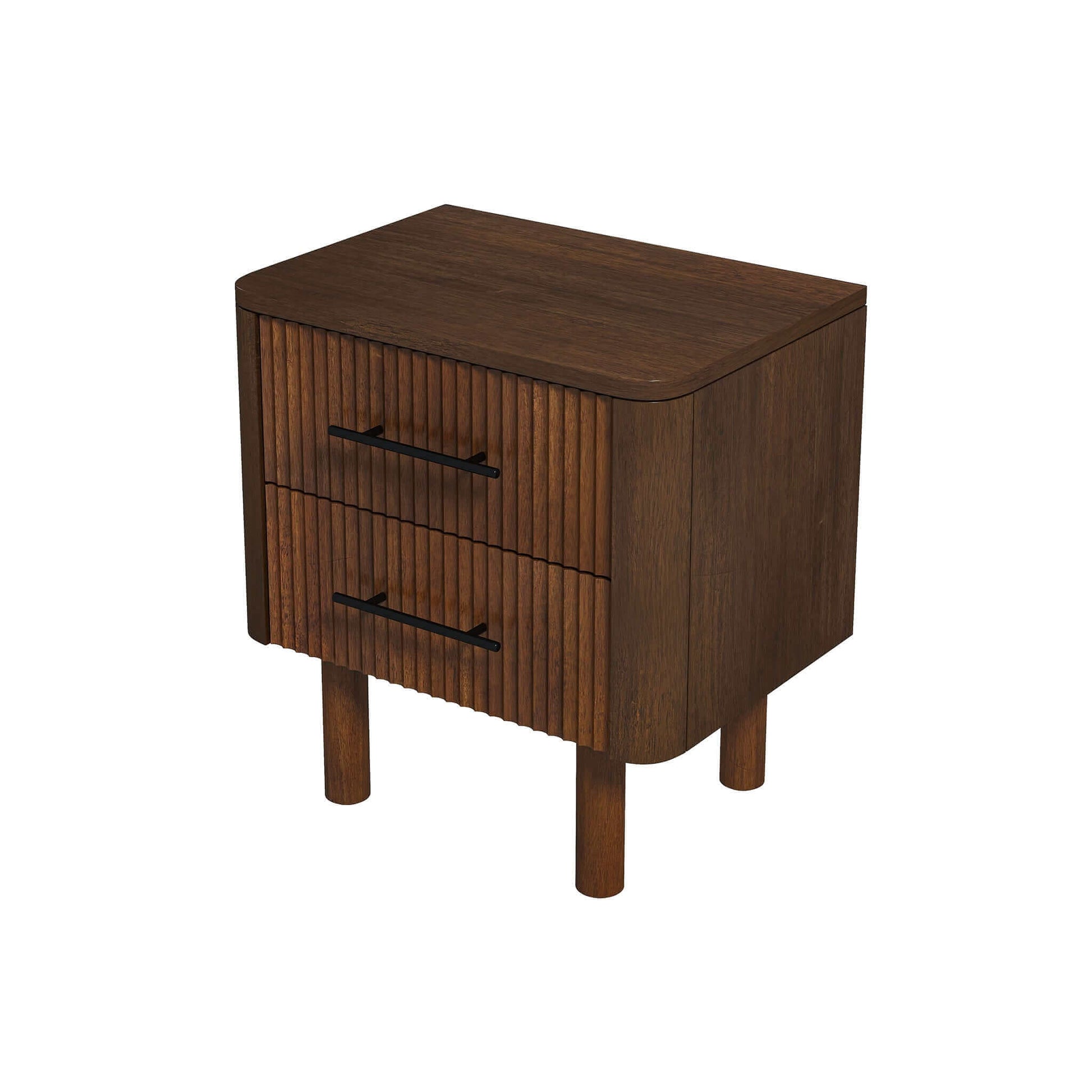 Logan Mid Century Modern Walnut Nightstand Bed Side Tables With 2 Drawers Brown,Wood Brown 2 Drawers Mid Century Modern Solid Wood Walnut Solid Wood