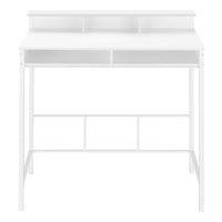 Computer Desk, Home Office, Standing, Storage Shelves, 48"L, Work, Laptop, White Laminate, White Metal, Contemporary, Modern White Metal