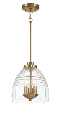 Ember Three Candle Lights Chain Pendant With Clear Glass Satin Brass Clear,Gold Ceiling Lights Brass,Glass,Metal