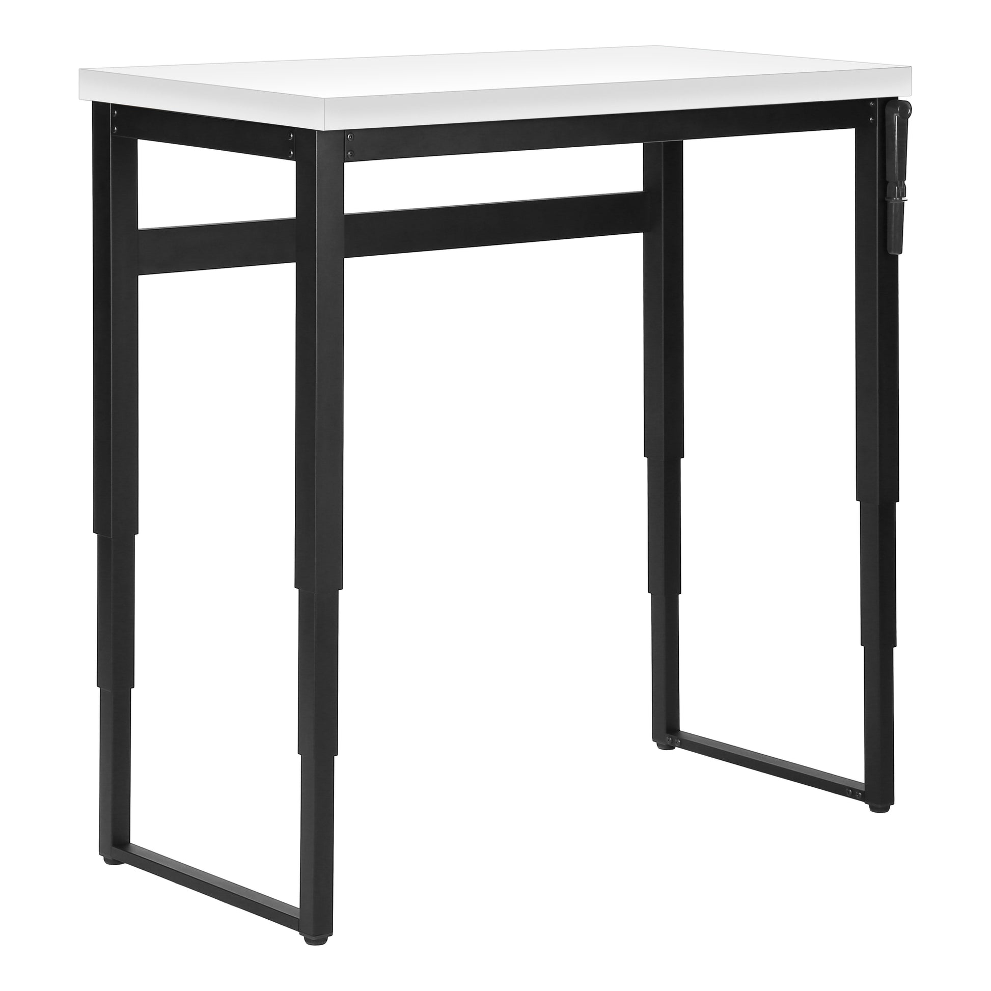 Computer Desk, Home Office, Standing, Adjustable, 48"L, Work, Laptop, White Laminate, Black Metal, Contemporary, Modern White Particle Board