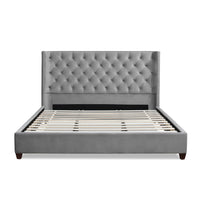 Manhattan Shelter King Platform Bed Frame, Opal Grey Velvet Box Spring Not Required King Gray Wood Foam Velvet Velvet