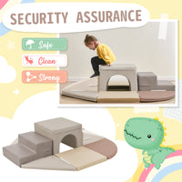 Soft Climb And Crawl Foam Playset 9 In 1Safe Soft Foam Nugget Block For Infants, Preschools, Toddlers, Kids Crawling And Climbing Indoor Active Play Structure Beige Foam