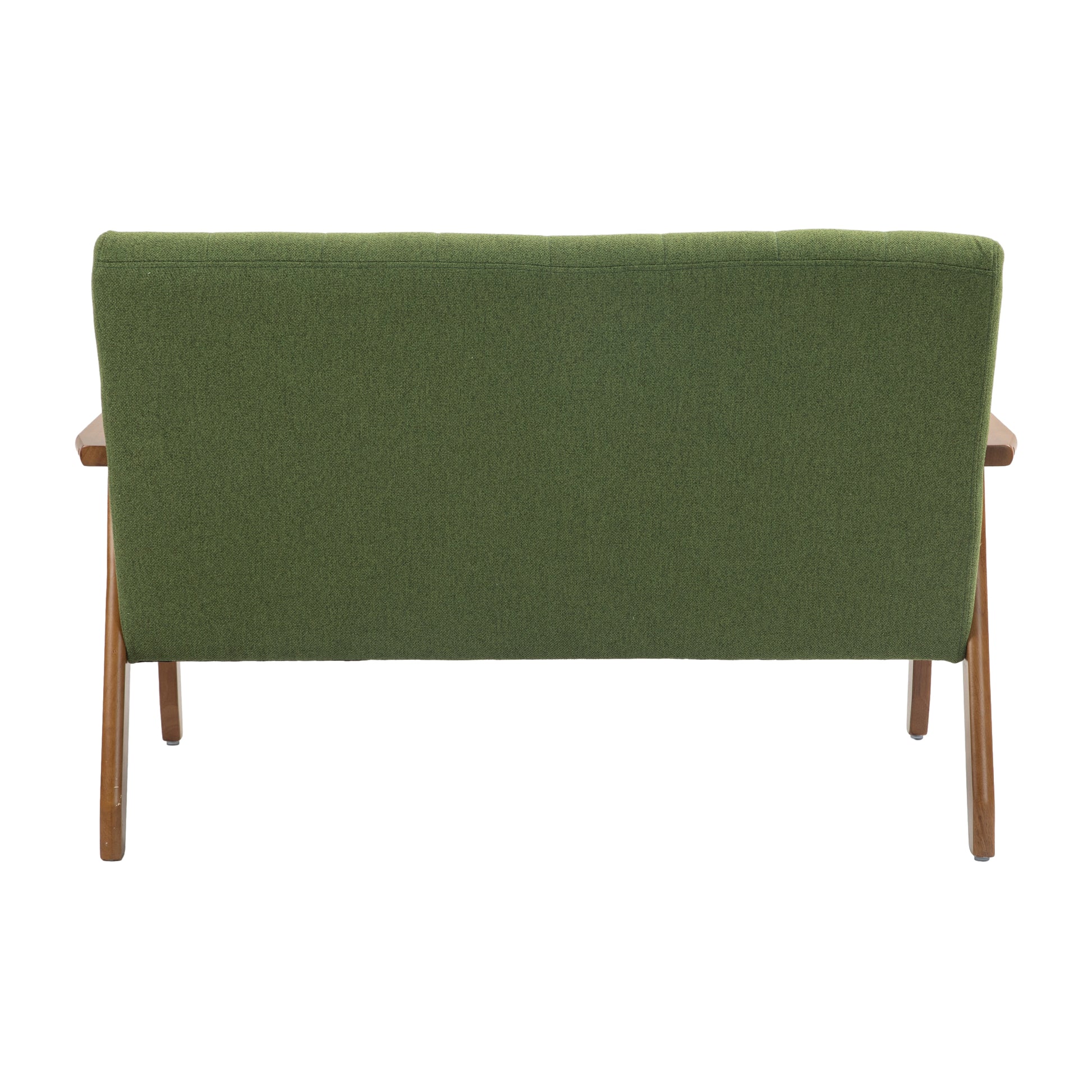 Coolmore Mid Century Modern Solid Loveseat Sofa Upholstered Linen Loveseat, 2 Seat Upholstered Loveseat Sofa Modern Couch Green Linen 2 Seat