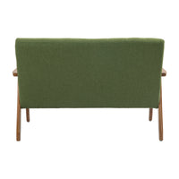 Coolmore Mid Century Modern Solid Loveseat Sofa Upholstered Linen Loveseat, 2 Seat Upholstered Loveseat Sofa Modern Couch Green Linen 2 Seat