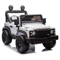 Licensed 2015 Land Rover Defender 90,24V Kids Ride On Xxl Car W Parents Control,2Wd,Four Wheel Suspension,Bluetooth,Mp3,Music,Power Display,Led Lights,Speeds 1.86 3.11Mph For Kids 3 7. White Polypropylene