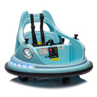 12V Ride On Bumper Car For Kids,Electric Car For Kids,1.5 5 Years Old,W Remote Control, Led Lights, Bluetooth & 360 Degree Spin, Vehicle Body With Anti Collision Paddingfive Point Safety Belt,2Wd Blue Polyethylene