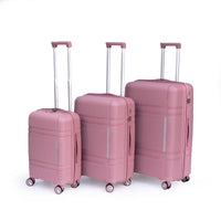 3 Piece Luggage Sets Pp Lightweight Suitcase With Two Hooks, Spinner Wheels, 20 24 28 2307 Rose Gold Abs