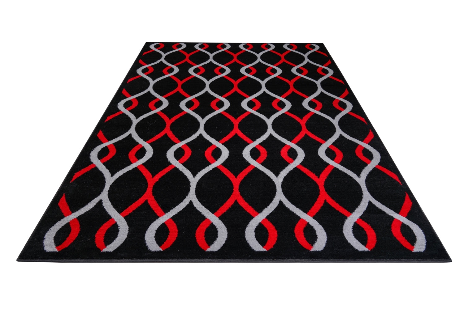 Jersey Area Rugs, Carpets For Livingroom, 7X10 Area Rugs ,3986 Black Red Rectangle 8&10 Black Red Contemporary Abstract Polypropylene