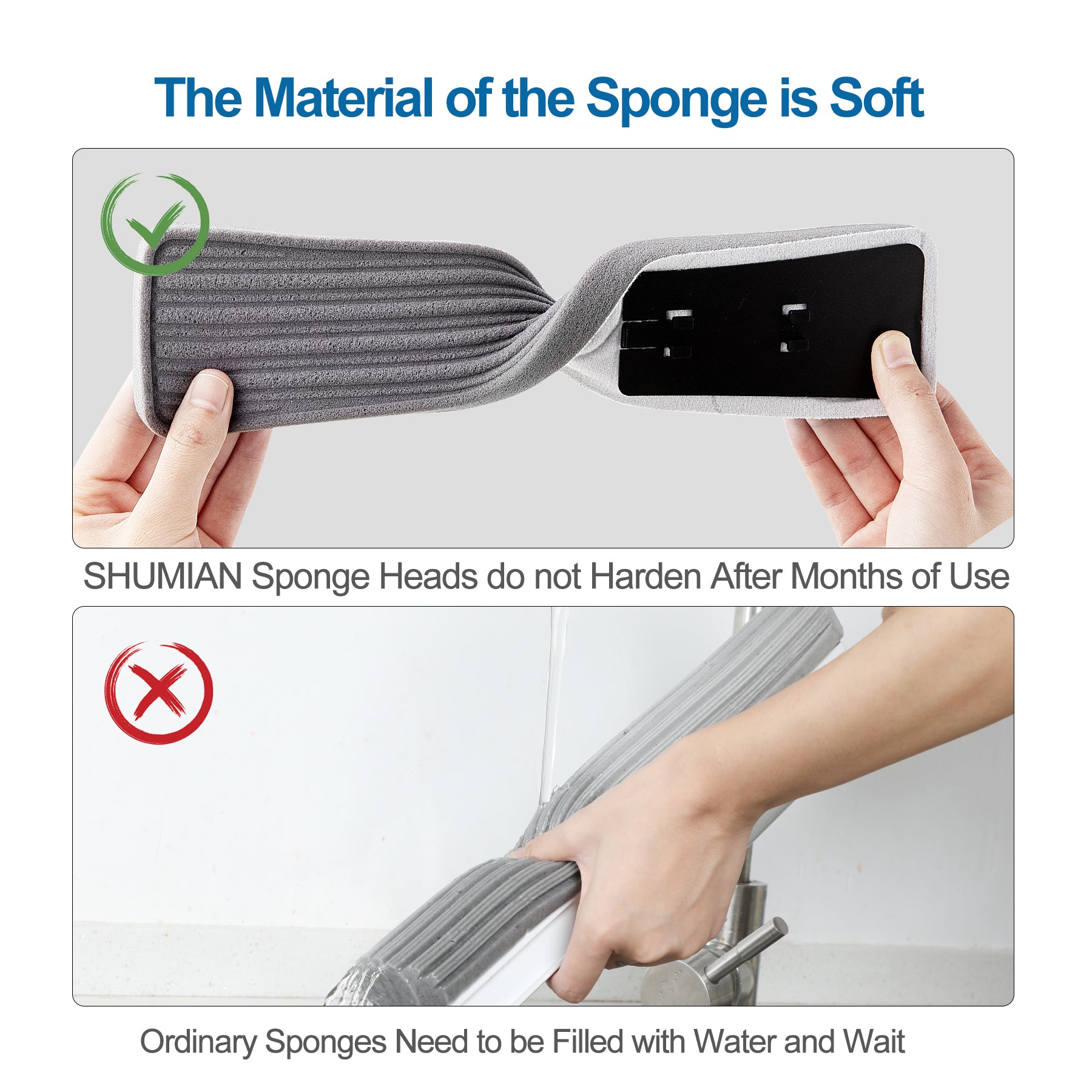 Apartment Mop Sponge Mop Specialized For Small Spaces Self Wringing Mops For Floor Cleaning Dormitory Bathroom Absorbent Sponge Mop For Floor Cleaning Grey Iron