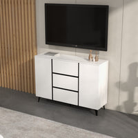 3 Drawers And 2 Doors Light Luxury Sideboard Buffet Cabinet White Wood