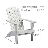 Hips Folding Adirondack Chair, Ultra Durable Weather Resistant Design, Real Wood Look, Easy Folding With No Pins Needed, 300 Lb Capacity, White White Plastic