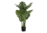 Artificial Plant, 45" Tall, Monstera Tree, Indoor, Faux, Fake, Floor, Greenery, Potted, Real Touch, Decorative, Green Leaves, Black Pot Green Foam Plastic