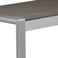 Kili 35 Inch Coffee Table, Polyresin Surface, White Gray Aluminum Frame Gray Aluminium