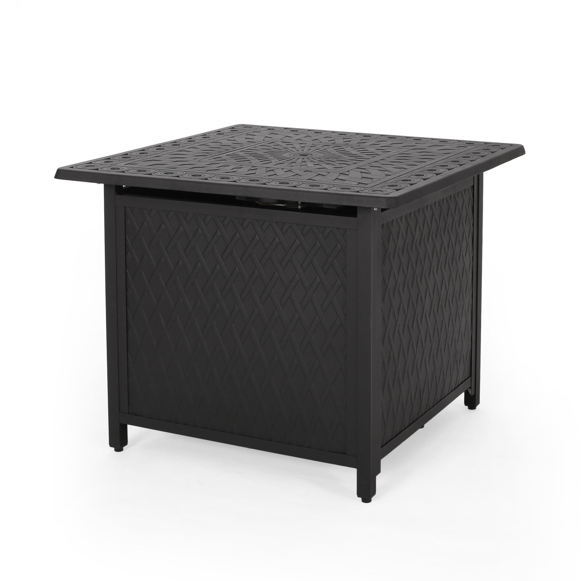 Aspen 32" Square Firepit 37,000 Btu Matt Black Aluminium