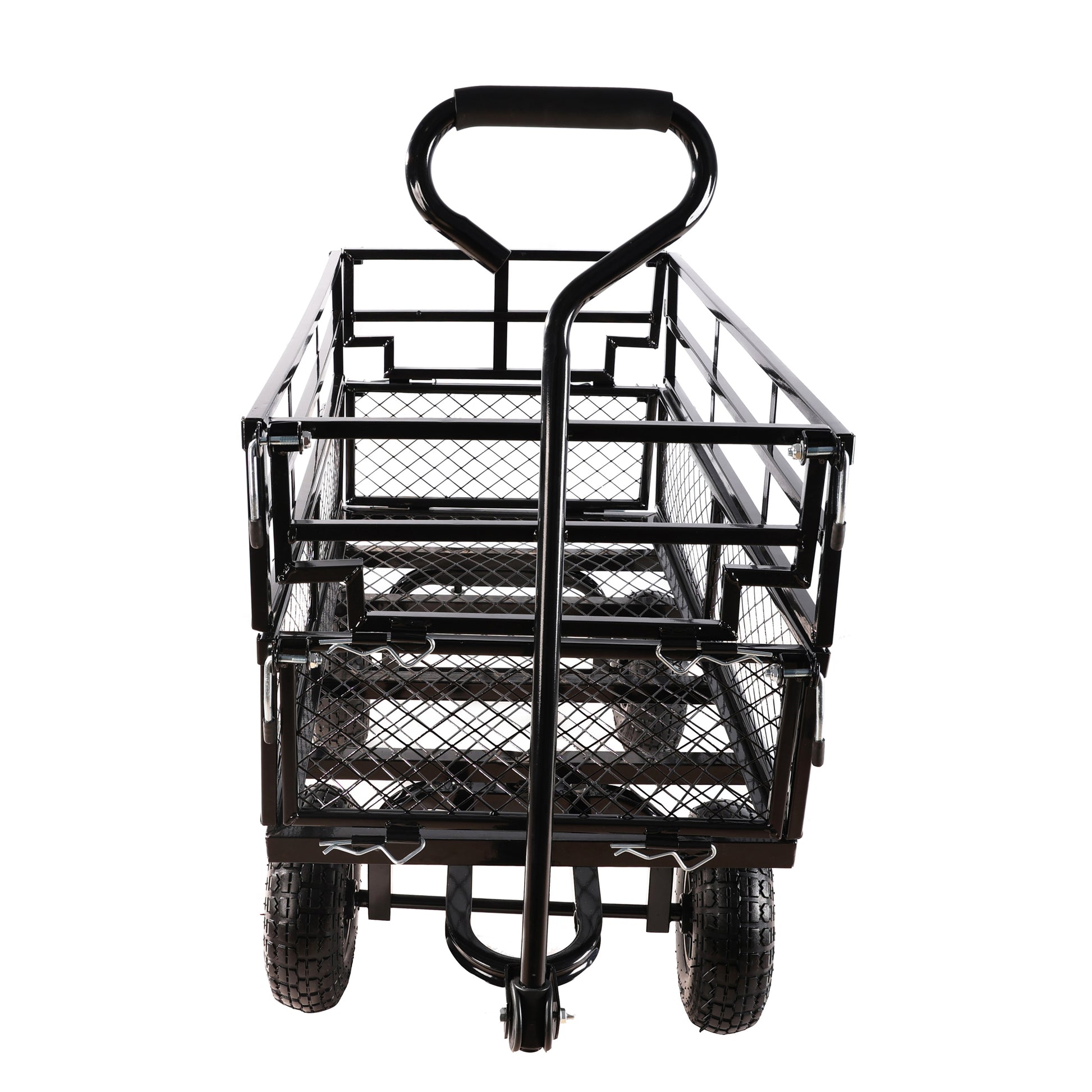 Black Double Fence Utility Cart Wagon Cart Garden Cart Trucks Make It Easier To Transport Firewood Black Metal