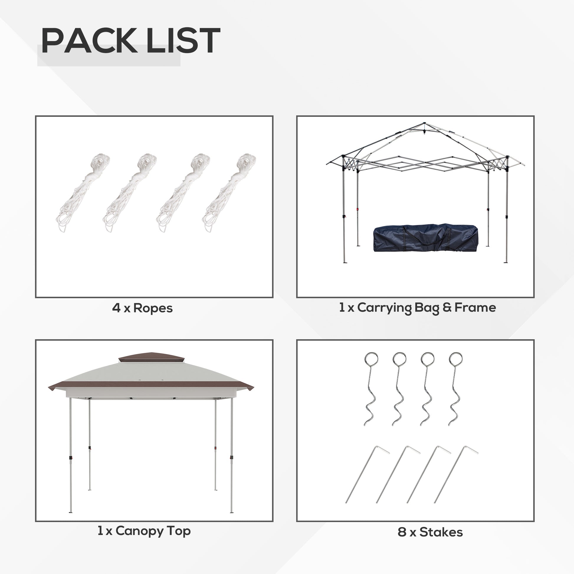 Outsunny 12' X 12' Pop Up Canopy Tent With Netting And Carry Bag, Instant Sun Shelter With 137 Sq.Ft Shade, Tents For Parties, Height Adjustable, For Outdoor, Garden, Patio, Beige And Brown Multicolor Steel