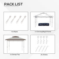 Outsunny 12' X 12' Pop Up Canopy Tent With Netting And Carry Bag, Instant Sun Shelter With 137 Sq.Ft Shade, Tents For Parties, Height Adjustable, For Outdoor, Garden, Patio, Beige And Brown Multicolor Steel
