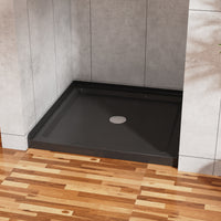 Goodyo 36"X36" Shower Base 3.5" Height Anti Slip Acrylic Center Drain Single Threshold Shower Base In Slate Black Black Abs