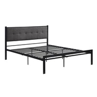 Black Finish Metal Frame 1Pc Full Platform Bed Upholstered Headboard Button Tufting Bedroom Furniture Box Spring Not Required Full Black Metal Bedroom Bed Frame Polyester Metal