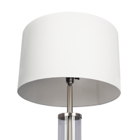Nimbus Brushed Nickel Floor Lamp With 3 Way Rotary Switch Clear Glass Body Metal Base Silver Grey,White Glass,Linen,Metal