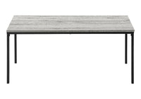 Table Set, 3Pcs Set, Coffee, End, Black Metal, Grey Laminate, Contemporary, Modern Grey Particle Board