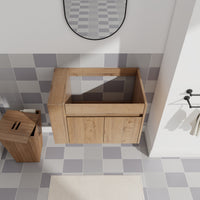 30 Inch Bathroom Vanity With Open Shelf, Kd Packing Only Vanity, Without Basin Imitative Oak 2 1 Soft Close Doors Bathroom Wall Mounted Modern Plywood Plywood