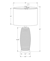 Lighting, 25"H, Table Lamp, Grey Ceramic, Grey Shade, Modern Grey Ceramic